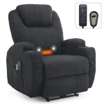 Fauteuil relaxation massage inclinable électrique en tissu avec repose - pied ajustable noir Fauteuil relaxation massage inclinable électrique en tissu avec repose - pied ajustable noir