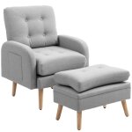 Fauteuil de relaxation avec repose - pied - homcom - avec coussins - capitonn� - supportant jusqu� 120 ...