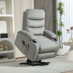 Fauteuil releveur inclinable massant et chauffant tissu aspect velours avec porte - gobelets pochette ...
