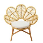 Fauteuil en rotin paon avec coussin blanc - chaise pour ext�rieur ou int�rieur - d 70 x p 85 x h 90 cm ...