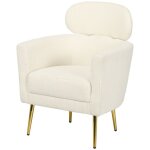 Fauteuil salon avec appuie - t�te amovible fauteuil crapaud en peluche teddy pieds en m�tal 71 x 65 x ...