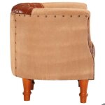 Fauteuil salon fauteuil cabriolet relax marron cuir véritable bois de manguier massif s1423 Fauteuil salon fauteuil cabriolet relax marron cuir véritable bois de manguier massif s1423