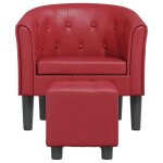 Fauteuil salon fauteuil cabriolet relax avec repose - pied rouge bordeaux similicuir s1417