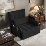 Fauteuil relaxation - canap lit convertible - 1 place - noir - dossier rglable
