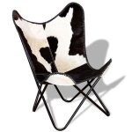 Fauteuil salonchaise de salon papillon - vidaxl - noir et - vidaxl - blanc cuir de vache 74x66x90 cm ...