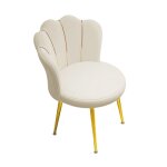 Tabouret de coiffeuse - cremlank - 44x42x73cm - métal éponge tissu - forme de pétale - blanc Tabouret de coiffeuse - cremlank - 44x42x73cm - métal éponge tissu - forme de pétale - blanc