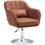 Fauteuil de salon - homcom - coussins lombaires hauteur rglable pivotant 360 pitement en mtal - marron ...