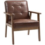 Fauteuil de salon - homcom - dossier capitonn� pieds en bois massif - cuir synth�tique - 64x73x81cm - ...