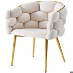 Fauteuil de salon moderne chaises de maquillage velours chaises de salle � manger avec pieds en fer dor� ...
