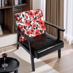 Fauteuil scandinave en simili cuir noir & dossier en canevas fleuri ? lgance et confort nordique