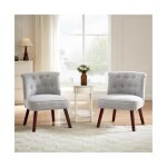 Lot de 2 fauteuils crapaud - sicaan - jacques - tissu - l. 56 x p. 62 x h. 73 cm - gris clair