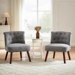 Lot de 2 fauteuils crapaud - sicaan - jacques - tissu - l. 56 x p. 62 x h. 73 cm - gris fonc