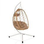 Fauteuil suspendu - hjh living - cocova - blanc / beige - tissu rotin pe fer