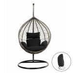 Fauteuil suspendu en polyrattan avec couverture home deluxe cielo - noir Fauteuil suspendu en polyrattan avec couverture home deluxe cielo - noir