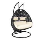 Fauteuil suspendu en polyrattan home deluxe twin deluxe - noir / cr�me - 2 personnes