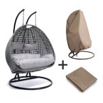 Fauteuil suspendu en polyrotin avec housse de pluie home deluxe twin - gris (pour 2 personnes ensemble ...