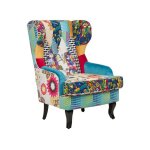 Fauteuil en tissu patchwork multicolore molde