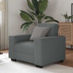 Fauteuil en tissu - vidaxl - gris fonc� - 100x77x82 cm - 60 cm largeur de si�ge - accoudoirs larges