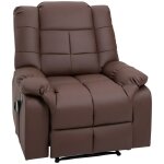 Fauteuil tv électrique inclinable 165° - 8 points massage - télécommande - similicuir marron - 94x99x99 ... Fauteuil tv électrique inclinable 165° - 8 points massage - télécommande - similicuir marron - 94x99x99 ...