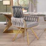 Fauteuil velours gris pivotant luxueux pour salon - chaise salle  manger haut de gamme style - design ...