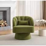 Fauteuil en velours - promiracal - pivotant 360� - base conique m�tal - vert - confort haut de gamme