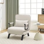 Fauteuil woltu - canap lit convertible 3 en 1 - dossier rglable en 5 positions - beige
