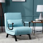Fauteuil woltu - canap lit convertible 3 en 1 - dossier rglable en 5 positions - bleu