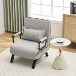 Fauteuil woltu - canap� lit convertible 3 en 1 - dossier r�glable en 5 positions - gris clair