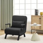 Fauteuil woltu - canap� lit convertible 3 en 1 - dossier r�glable en 5 positions - noir