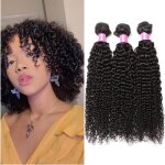 Faux cheveux - tissage boucle 8 pouces(20. 32cm)tissages cheveux humain lot 3 piecesmeches naturel noir ...