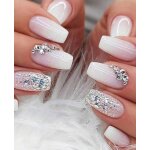 Faux ongles 24 pices ballerine nude strass #6 lh originails livraison gratuite