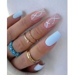 Set manucure pr�ts � poser 24 capsules + 5 accessoires mat bleu argent