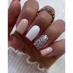 Faux ongles 24 pices courts carrs rose blanc lh originails livraison gratuite