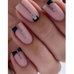 Set manucure pr�ts � poser 24 capsules + 5 accessoires noir argent mat lh originails