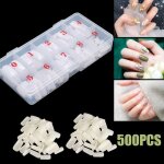 Faux ongles - naturel - 500 pices - couverture complte - 10 tailles - matriau abs