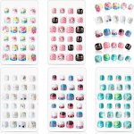 Faux ongles pour enfants - amoune - 120 pices  couverture complte et courte - 5 thmes doux