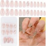 Faux ongles - - paillets - courts - avec strass sticker - couverture complte