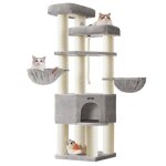 Feandrea grand arbre � chat � plusieurs niveaux xxl 55 x 55 x 1867 cm gris tourterelle et blanc cr�me ...