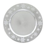 F��rie lights�&�christmas - lot de 12 assiettes de pr�sentation flocon - argent