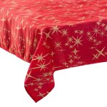 F��rie lights�&�christmas - nappe �toiles de no�l caneva - l. 140 x l. 360 cm - rouge et dor�