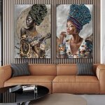 Femme africaine avec coiffe exquise peinture sur toile affiches et impressions mur art photo dcor  ...