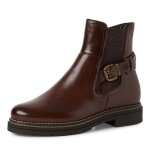 Femme bottines - tamaris - cuir marron - lacets et lastique