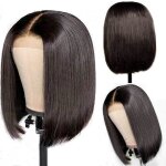 Femmes fille courte perruque synthtique droite qualit cheveux naturel partie 12. 5 pouces g7382