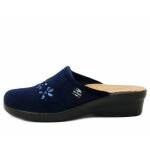 Femme mule - flyflot - textile - bleu - talon compens - l7y09