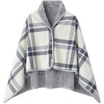Femme poncho polaire plaid chle polaire cape chaud dhiver avec boutons couverture  carreaux blanc
