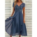 Femme robe de cocktail soiree bal en dentelle manche courte promo demoiselle honneur pour fete ceremonie ... Femme robe de cocktail soiree bal en dentelle manche courte promo demoiselle honneur pour fete ceremonie ...