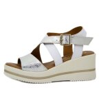 Femme sandales - raquel perez - blanc - cuir souple - talon compens�