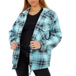 Femmes shacket veste  carreaux boutonne chemise veste haut manteau oversize pour femmes