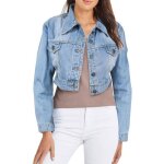 Femmes veste en jean mode raccourcie manches longues taille 8 - 20