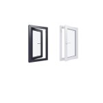 Fen�tre pvc - lxh 600x1000 mm - triple vitrage - bicolore blanc int / anthracite ext - poign�e � gauche ...